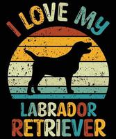 Sonnenuntergang-Silhouettegeschenke des lustigen Labrador-Retrievers Vintager retro wesentlicher T - Shirt des Hundeliebhaber-Hundeinhabers vektor