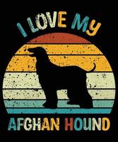 Sonnenuntergang-Silhouettegeschenkhundeliebhaber-Hundeinhaber-wesentlicher T - Shirt der lustigen afghanischen Jagdhundeweinlese retro vektor