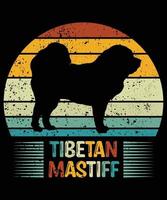 rolig tibetansk mastiff vintage retro solnedgång silhuett gåvor hund älskare hundägare viktig t-shirt vektor