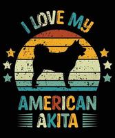 Sonnenuntergang-Silhouettegeschenke des lustigen Amerikaners Akita Vintager retro wesentlicher T - Shirt des Hundeliebhaber-Hundeinhabers vektor
