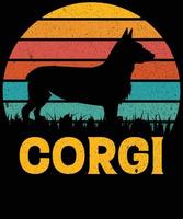 rolig corgi vintage retro solnedgång silhuett gåvor hund älskare hundägare väsentlig t-shirt vektor