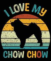 Sonnenuntergang-Silhouettegeschenke des lustigen Chow-Chows Vintager retro wesentlicher T - Shirt des Hundeliebhaber-Hundebesitzers vektor