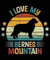 Sonnenuntergang-Silhouettegeschenkhundeliebhaber-Hundebesitzer-wesentliches T-Shirt des lustigen Bernese-Gebirgsweinlese retro vektor