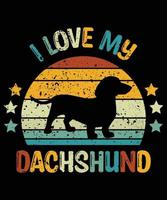 Sonnenuntergang-Silhouettegeschenkhundeliebhaber-Hundeinhaber-wesentlicher T - Shirt der lustigen Dackel Vintager retro vektor