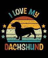 Sonnenuntergang-Silhouettegeschenkhundeliebhaber-Hundeinhaber-wesentlicher T - Shirt der lustigen Dackel Vintager retro vektor