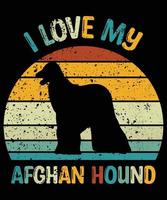 rolig afghansk hund vintage retro solnedgång silhuett gåvor hund älskare hundägare viktig t-shirt vektor