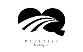 kreative schwarze buchstaben oq oq logo mit führenden linien und straßenkonzeptdesign. Buchstaben mit geometrischem Design. vektor