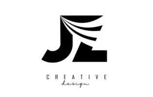 kreativa svarta bokstäver jz jz logotyp med ledande linjer och vägkonceptdesign. bokstäver med geometrisk design. vektor