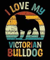 Sonnenuntergang-Silhouettegeschenke des lustigen viktorianischen Bulldoggen-Vintagen Retro-wesentlichen T-Shirts des Hundeliebhaber-Hundebesitzers vektor