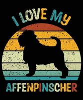 Sonnenuntergang-Silhouettegeschenke des lustigen Affenpinschers Vintager retro wesentlicher T - Shirt des Hundeliebhaber-Hundeinhabers vektor