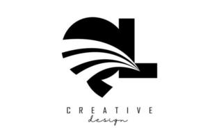 kreative schwarze buchstaben ql ql-logo mit führenden linien und straßenkonzeptdesign. Buchstaben mit geometrischem Design. vektor