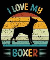 rolig boxer vintage retro solnedgång silhuett gåvor hund älskare hundägare viktig t-shirt vektor