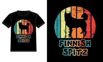 Sonnenuntergang-Silhouettegeschenke des lustigen finnischen Spitz Vintagen Retro- wesentlichen T - Shirt des Hundeliebhaber-Hundebesitzers vektor