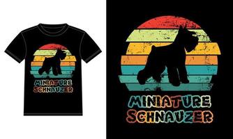 rolig dvärgschnauzer vintage retro solnedgång silhuett gåvor hund älskare hundägare viktig t-shirt vektor