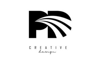 kreative schwarze buchstaben pd pd-logo mit führenden linien und straßenkonzeptdesign. Buchstaben mit geometrischem Design. vektor