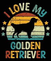 Sonnenuntergang-Silhouettegeschenkhundeliebhaber-Hundebesitzer des lustigen goldenen Retrievers Vintager retro wesentlicher T - Shirt vektor