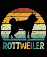 rolig rottweiler vintage retro solnedgång silhuett gåvor hund älskare hundägare väsentlig t-shirt vektor