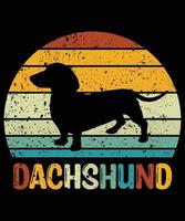 Sonnenuntergang-Silhouettegeschenkhundeliebhaber-Hundeinhaber-wesentlicher T - Shirt der lustigen Dackel Vintager retro vektor