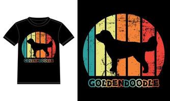 rolig goldendoodle vintage retro solnedgång silhuett gåvor hund älskare hundägare viktig t-shirt vektor