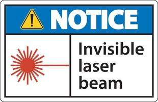 Hinweisschild unsichtbarer Laserstrahl auf weißem Hintergrund vektor