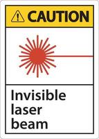 Vorsicht Zeichen unsichtbarer Laserstrahl auf weißem Hintergrund vektor