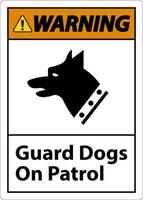 Warnschutzhunde auf Patrouillensymbolzeichen auf weißem Hintergrund vektor