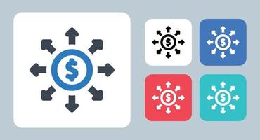 Budget-Symbol - Vektor-Illustration. budget, ausgeben, beitragen, kosten, kosten, ausgaben, geld, zahlung, linie, umriss, flach, symbole . vektor