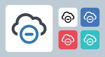 Cloud-Symbol entfernen - Vektor-Illustration. wolke, entfernen, löschen, daten, speicher, minus, dateien, server, linie, umriss, flach, symbole .