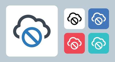 Cloud-Offline-Symbol - Vektorillustration. wolke, nicht verfügbar, offline, blockieren, kein zugriff, zugriff verweigert, deaktivieren, verbot, linie, umriss, flach, symbole .