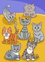 cartoon katzen und kätzchen comic tierfiguren gruppe vektor