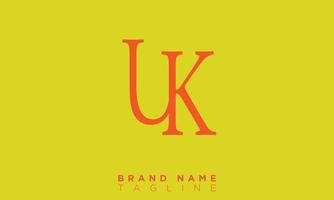 alfabetet bokstäver initialer monogram logotyp uk, ku, u och k vektor