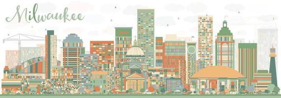 abstrakte Skyline von Milwaukee mit farbigen Gebäuden. vektor