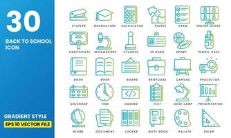 30 tillbaka till skolan ikonuppsättning med gradient stil vektor