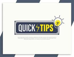 Quick Tips Label Innovation Design Template, hilfreiche Tipps, Quick Tricks Banner vektor