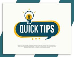 Quick Tips Label Innovation Design Template, hilfreiche Tipps, Quick Tricks Banner vektor
