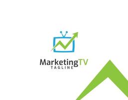 Marketing-TV-Logo-Vorlage, Pfeil und TV-Konzept vektor