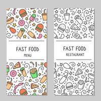Satz von handgezeichneten Fast-Food-Doodle. Vektor-Illustration. vektor