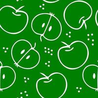 Äpfel Musterdesign Hand gezeichnet in Doodle. Früchte in einem einfachen Linienstil. vektor