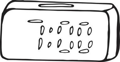 Elektronischer Wecker handgezeichnet im Doodle-Stil. , skandinavisch, einfarbig. einzelnes element für designaufkleber, symbol, zeit vektor