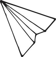 Papierflieger handgezeichnet im Doodle-Stil. , skandinavisch, einfarbig. einzelnes element für designaufkleber, symbol, karte, plakatebene vektor