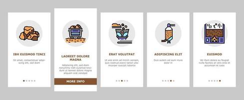 Onboarding-Symbole für die Aluminiumproduktion setzen Vektor