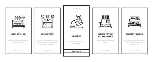 Onboarding-Symbole für die Aluminiumproduktion setzen Vektor