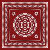 Schal Bandana Tribal-Muster. Design für Frau Hijab, Boho-Teppich, Bandana, Halsbekleidung, Batik, Teppich, Schal, Kissenbezug. Designstil mit quadratischem Muster vektor