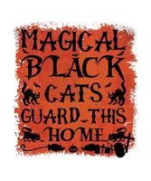 Magische schwarze Katzen bewachen dieses Halloween-Haus vektor