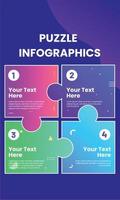 kreativ pusselinfografik för visualisering av affärsdata, inlägg på sociala medier och annonsmaterial, webbsidor, presentation, arbetsflödeslayout. mall för cykeldiagram, graf och presentation. 4 alternativ vektor