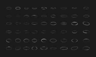 vit oval kant på svart bakgrund. vektor oval form set