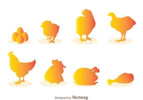 Kycklingssilhouettevektorer vektor