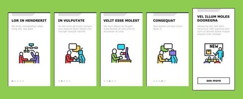 einführungsrede onboarding icons set vektor