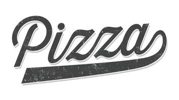 illustration vektorgrafik pizza eleganta handskrivna bokstäver isolerade med vintage stil på vit bakgrund. vektor
