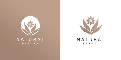 naturlig skönhet logotyp med modern koncept premium vektor